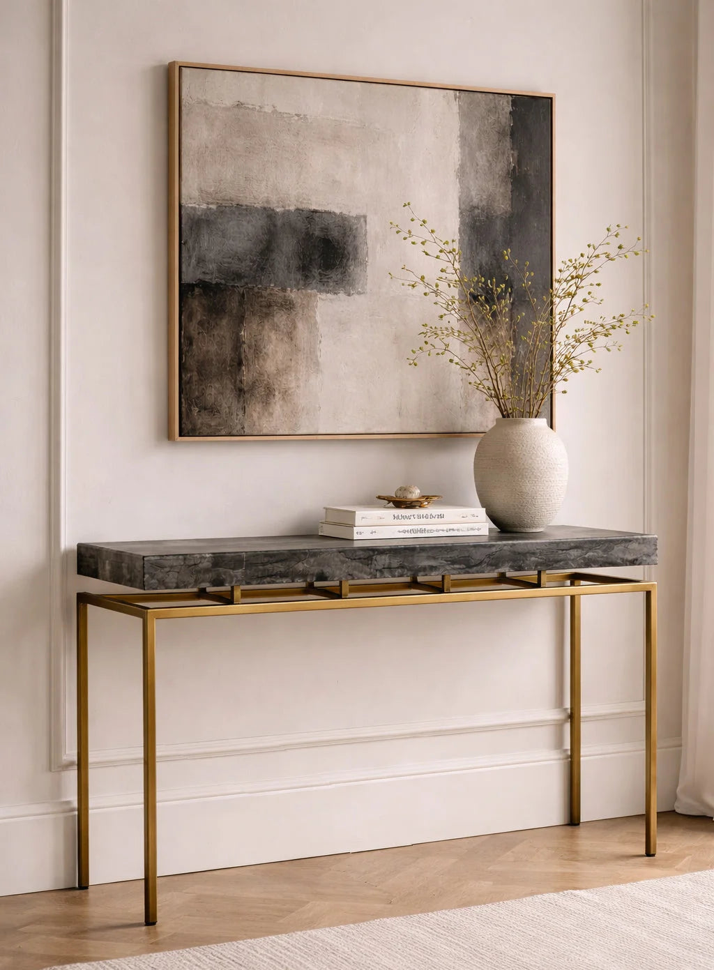 Luxury Gray Iron Console Table Modern Italian Style for Villa
