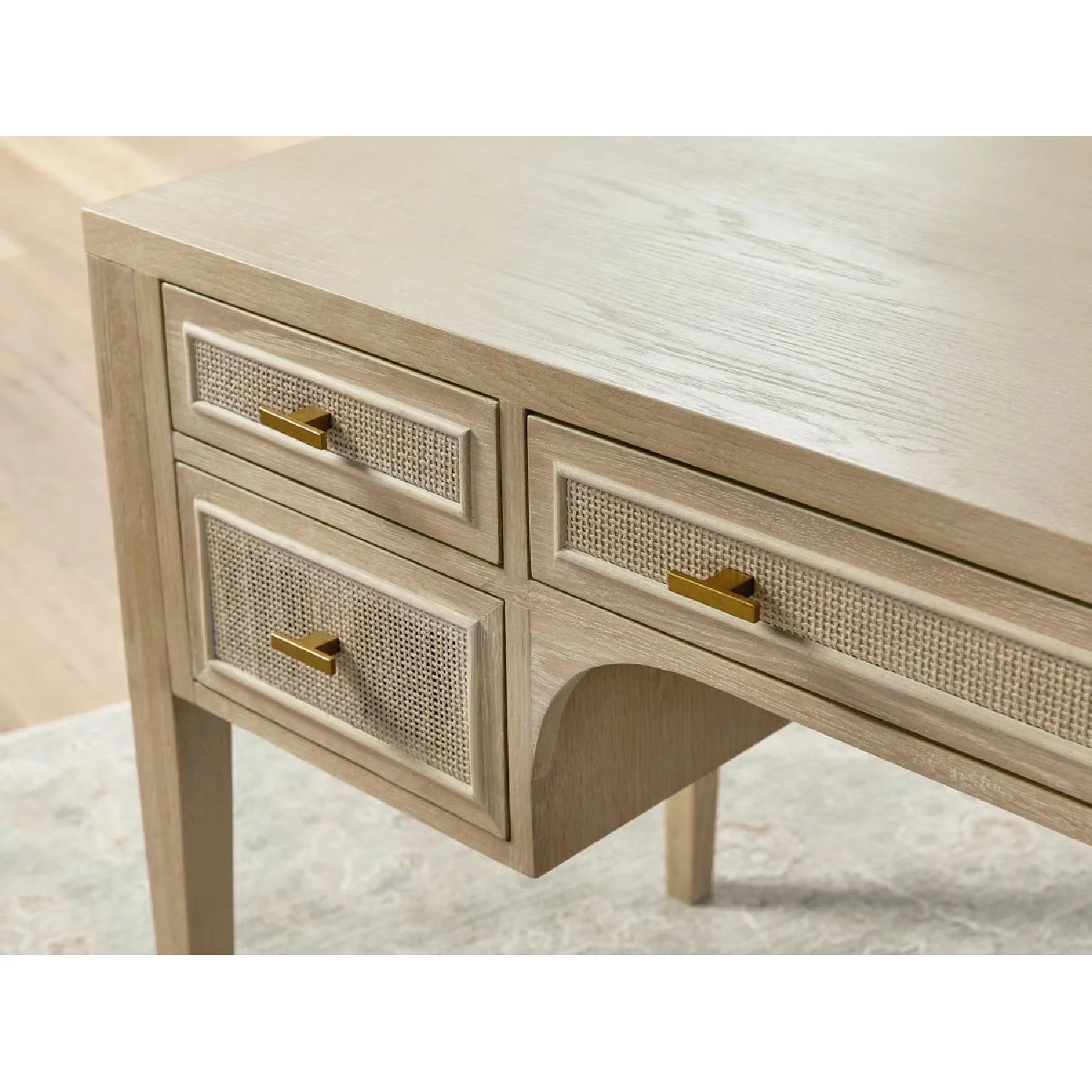 Luxury Gray Oak 5-Drawer Modern Desk European Style for Villa