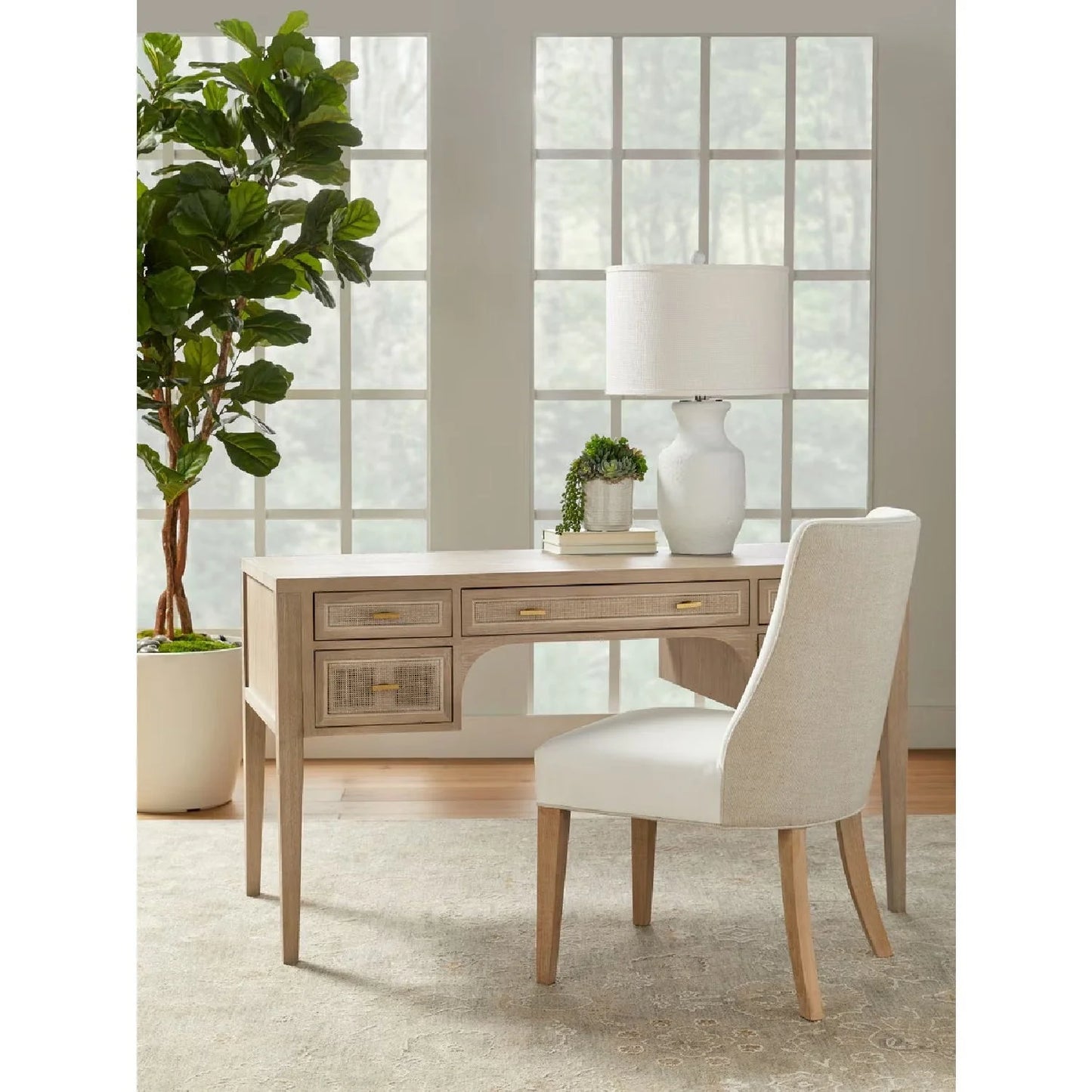 Luxury Gray Oak 5-Drawer Modern Desk European Style for Villa