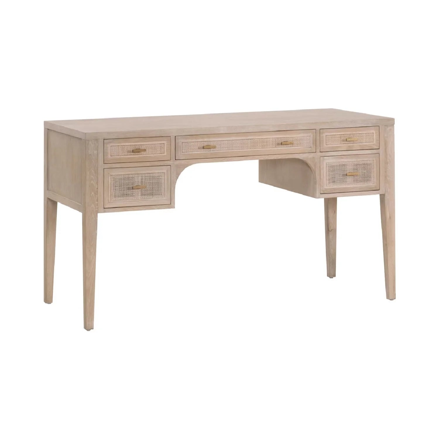 Luxury Gray Oak 5-Drawer Modern Desk European Style for Villa