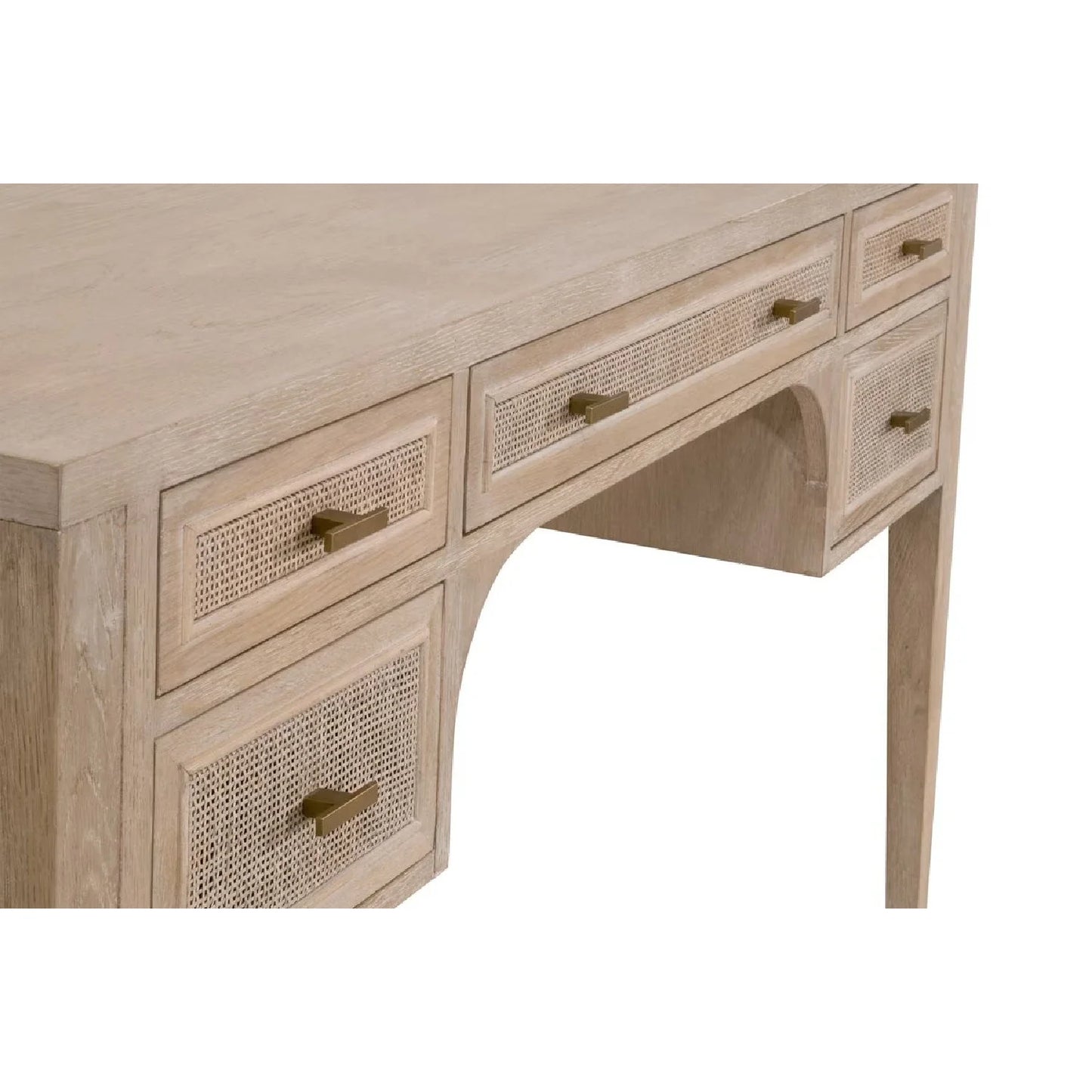 Luxury Gray Oak 5-Drawer Modern Desk European Style for Villa