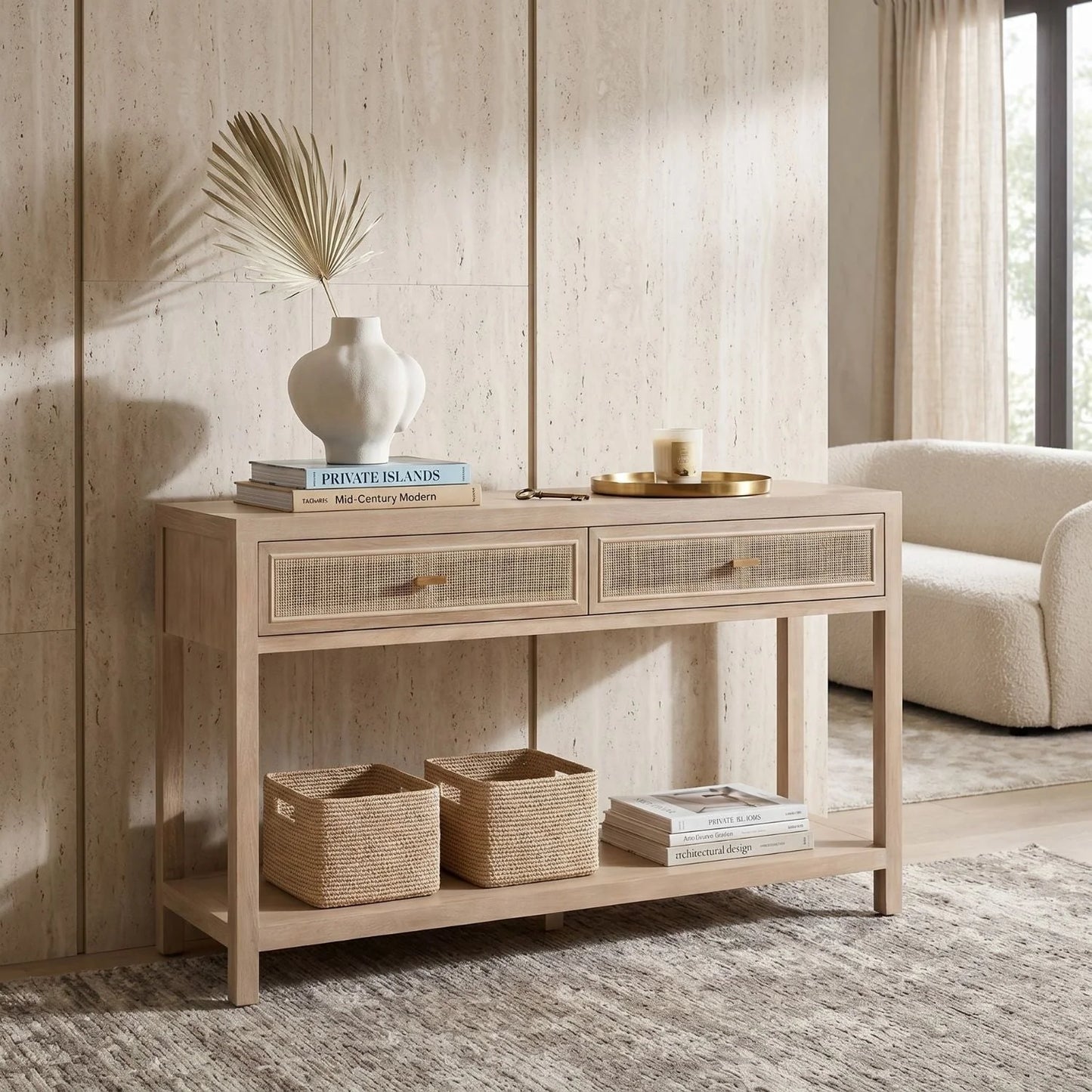 Luxury Gray Oak Console Table Modern Italian Style for Villa