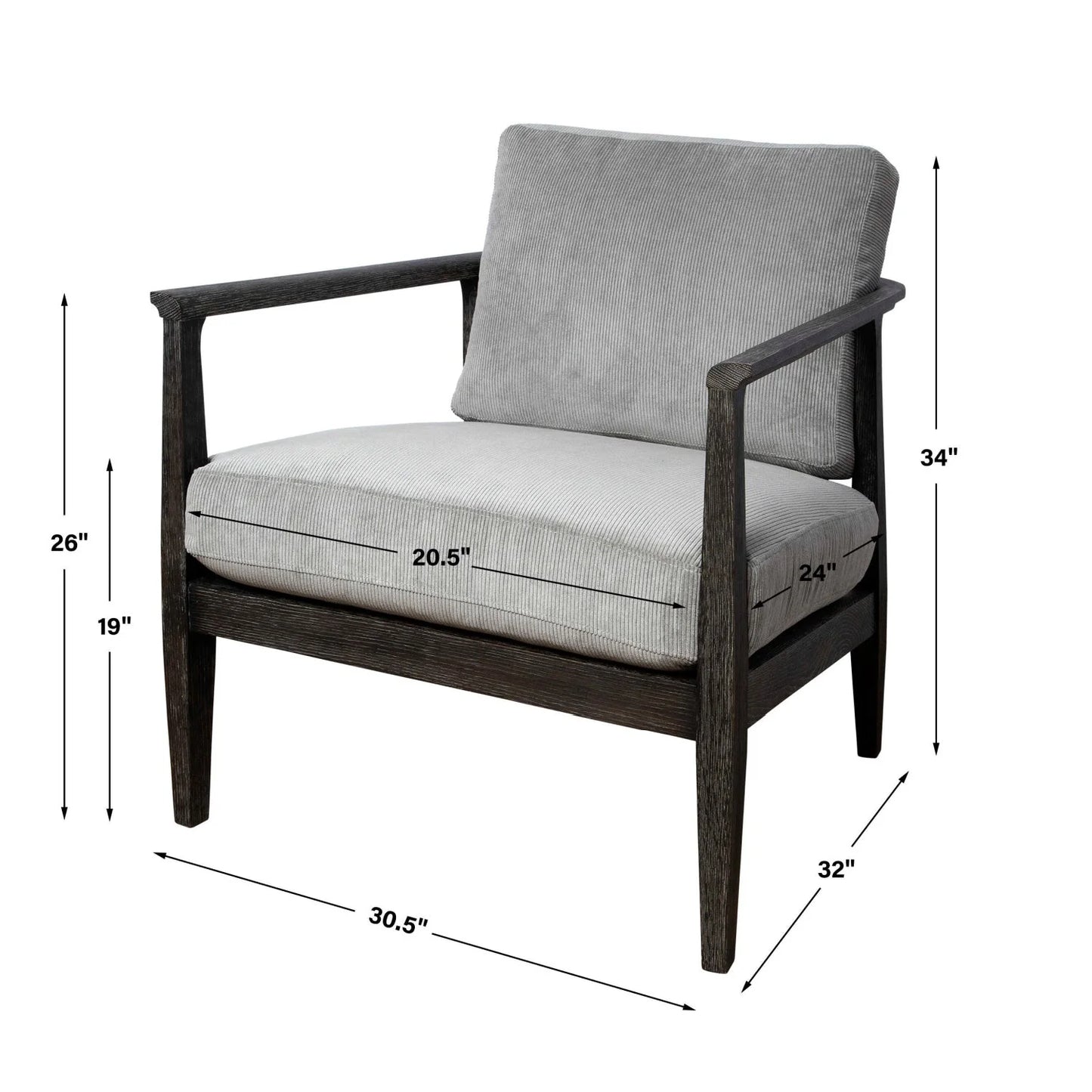 Luxury Gray Oak Cushioned Lounge Chair Modern Italian Style for Villa