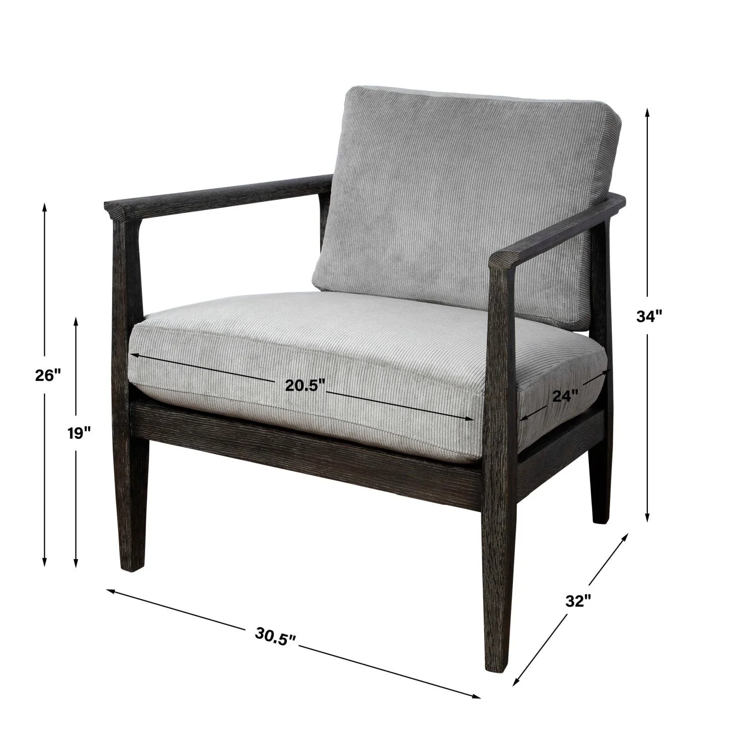 Luxury Gray Oak Cushioned Lounge Chair Modern Italian Style for Villa