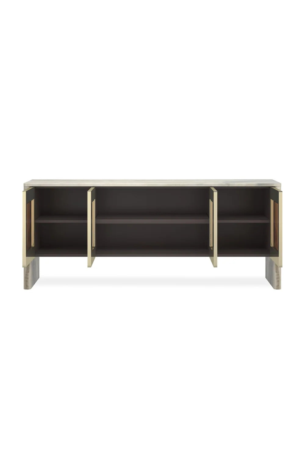 Luxury Gray Onyx 4-Door Sideboard European Style for Villa
