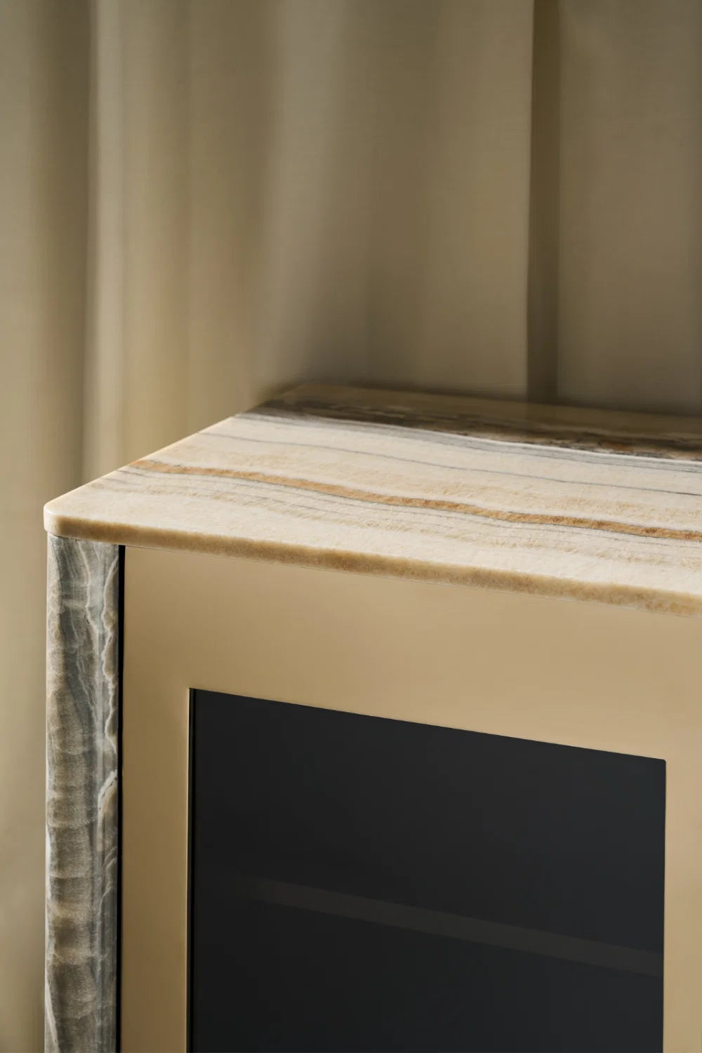Luxury Gray Onyx 4-Door Sideboard European Style for Villa