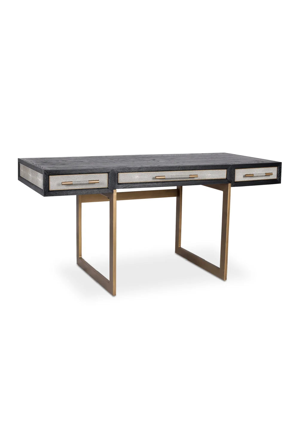 Luxury Gray Shagreen 2-Drawer Modern Desk European Style for Villa