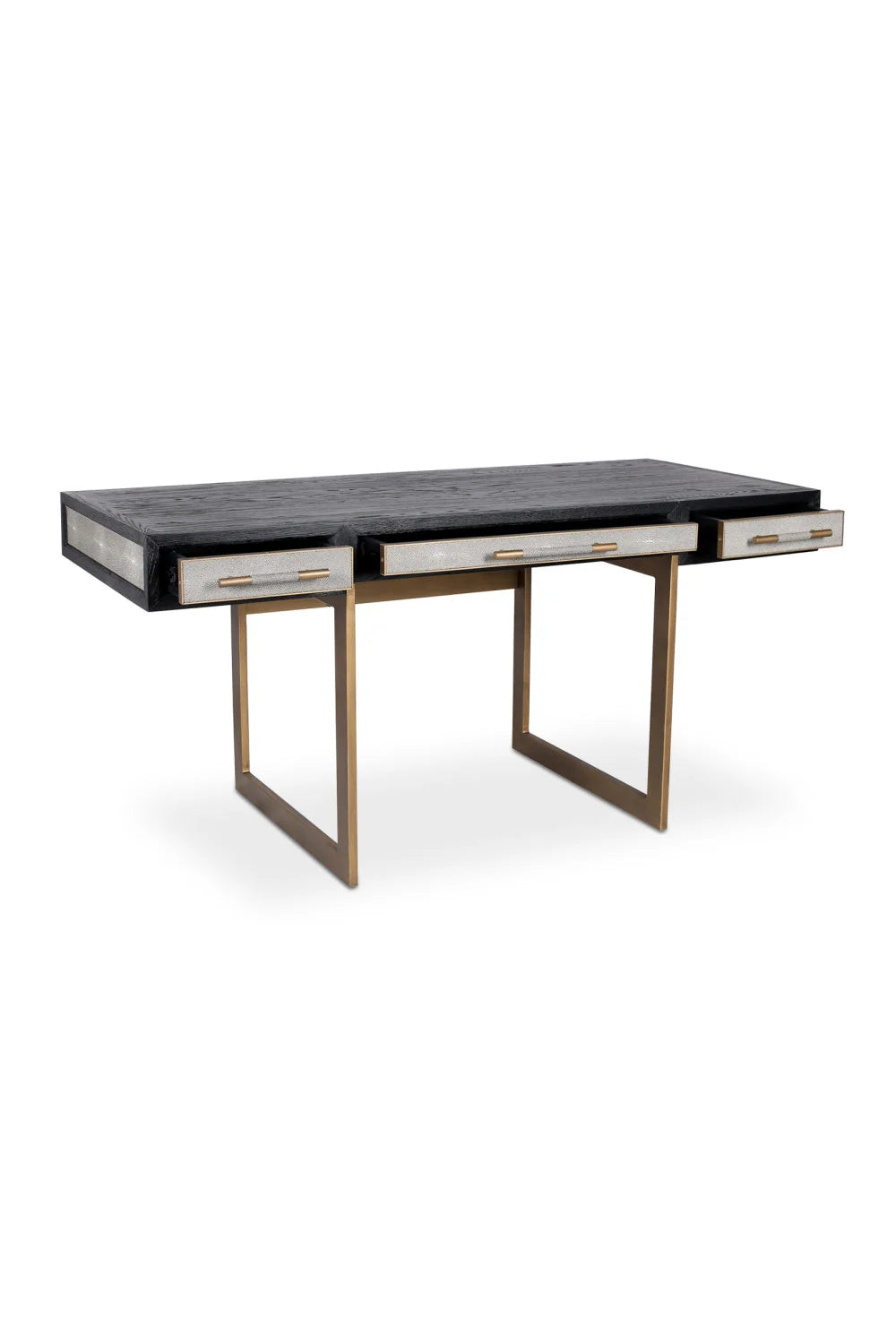 Luxury Gray Shagreen 2-Drawer Modern Desk European Style for Villa