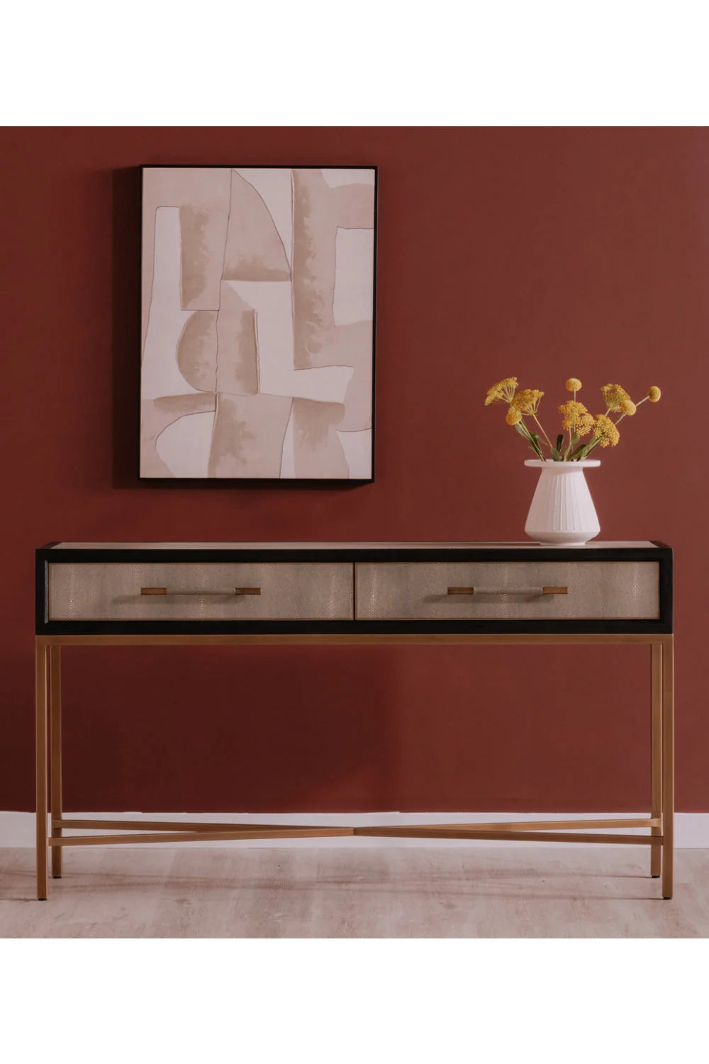 Luxury Gray Shagreen Console Table Modern Italian Style for Villa