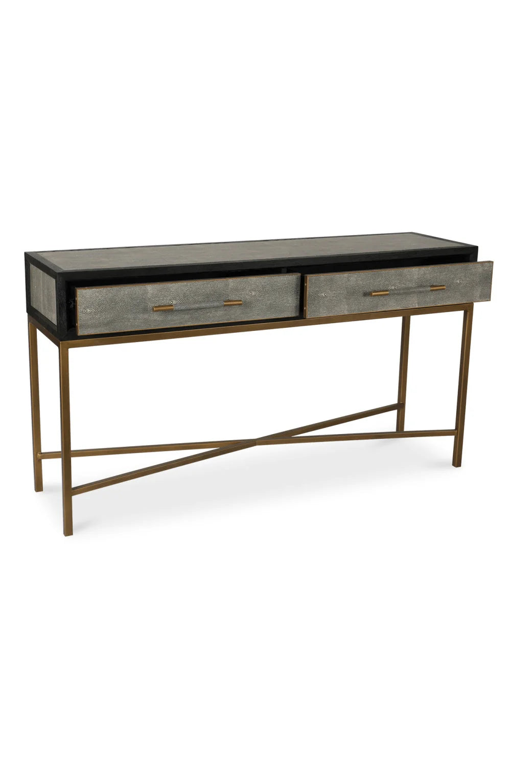 Luxury Gray Shagreen Console Table Modern Italian Style for Villa