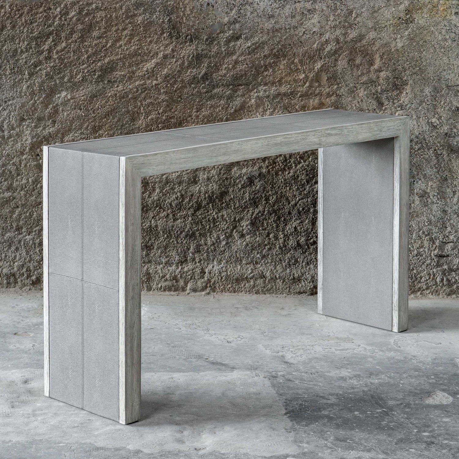 Luxury Gray Shagreen Console Table Modern Italian Style for Villa