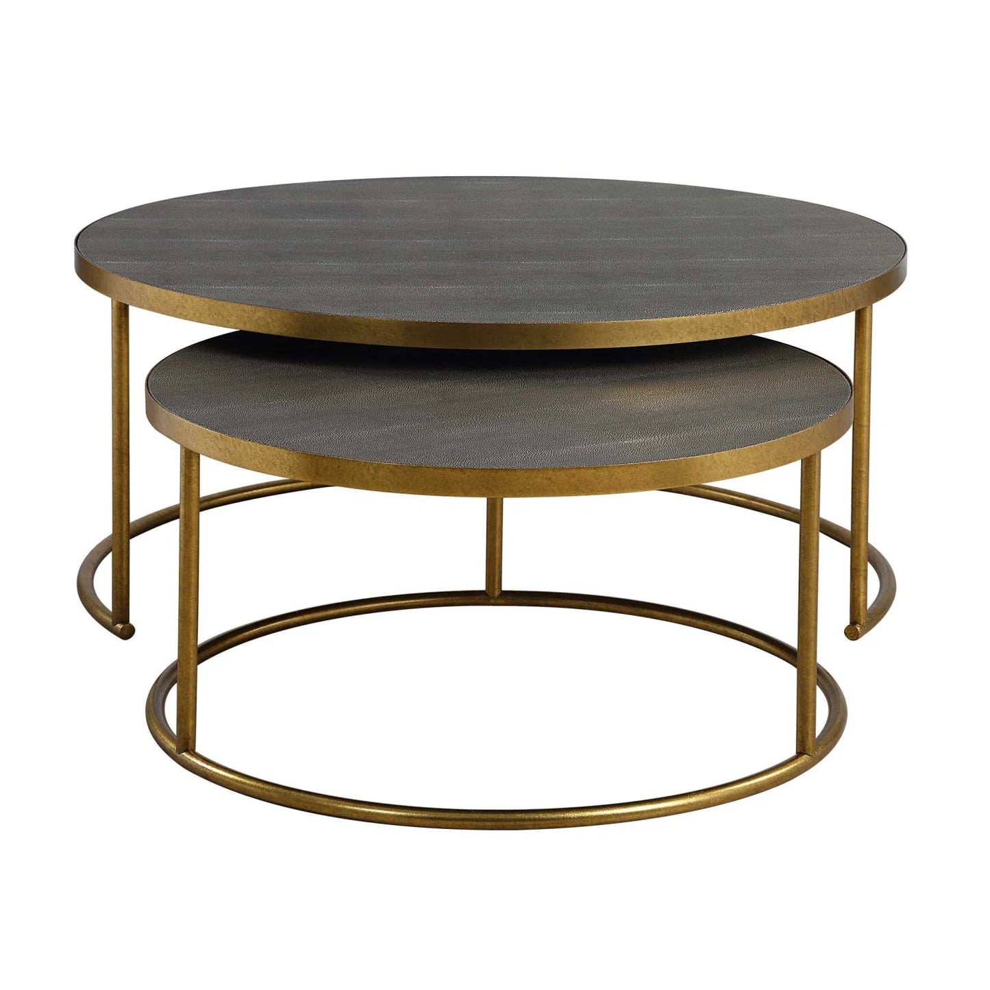 Luxury Gray Shagreen Nesting Coffee Tables Modern Italian Style for Villa
