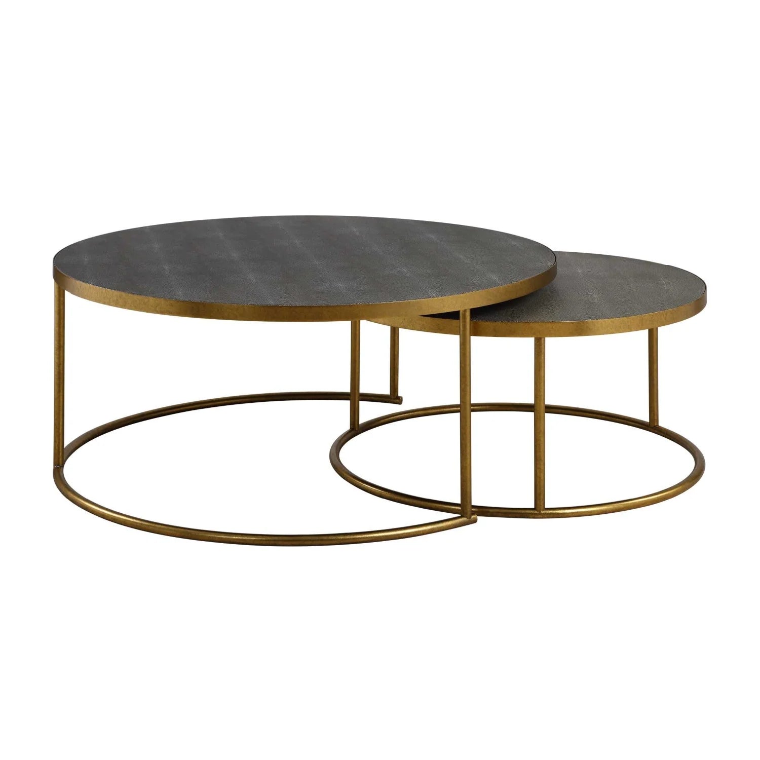 Luxury Gray Shagreen Nesting Coffee Tables Modern Italian Style for Villa