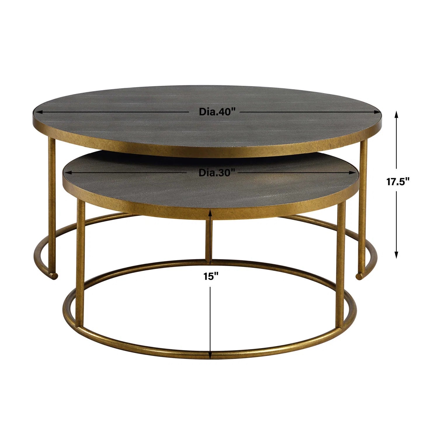 Luxury Gray Shagreen Nesting Coffee Tables Modern Italian Style for Villa