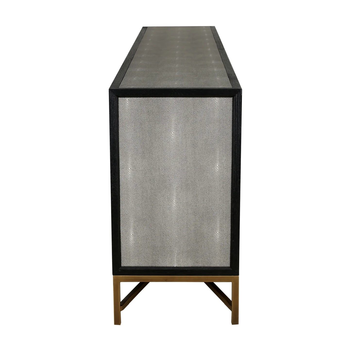 Luxury Gray Shagreen Vegan Leather Sideboard European Style for Villa