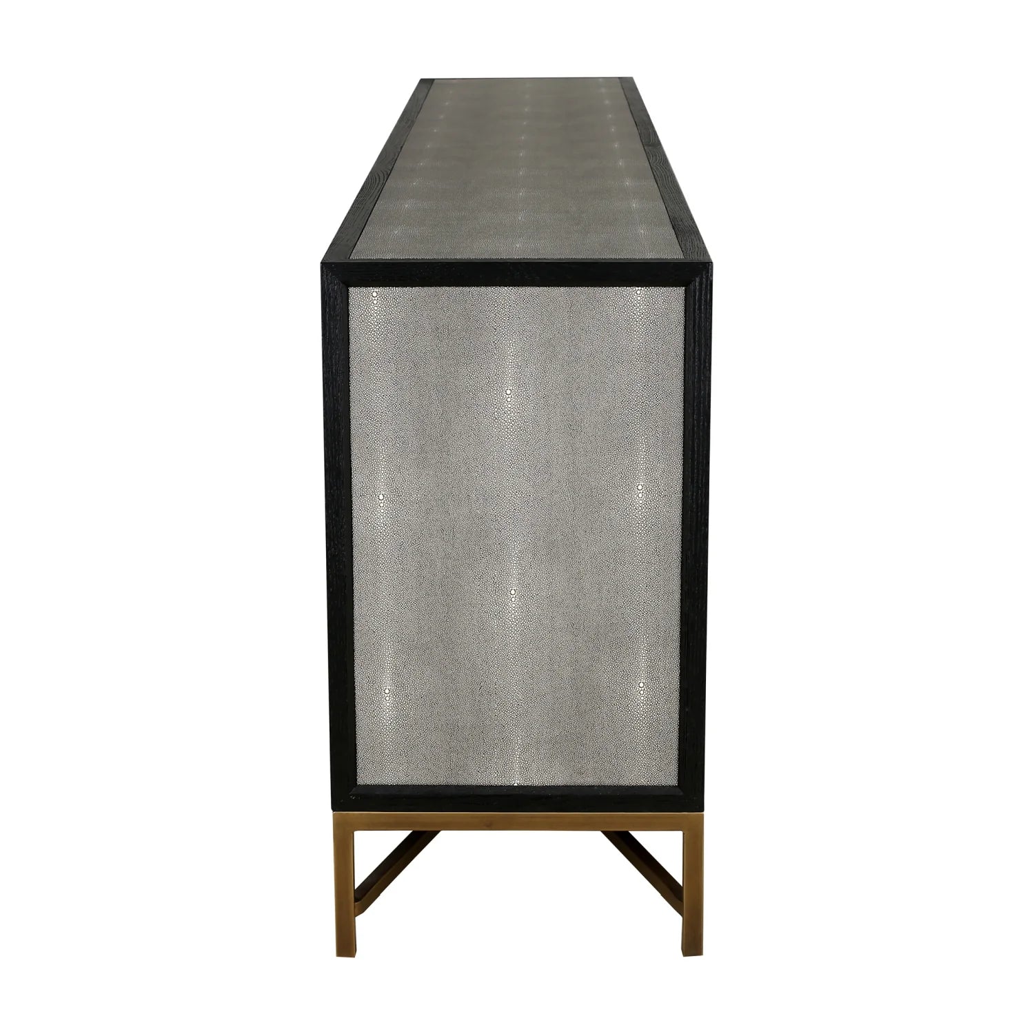 Luxury Gray Shagreen Vegan Leather Sideboard European Style for Villa