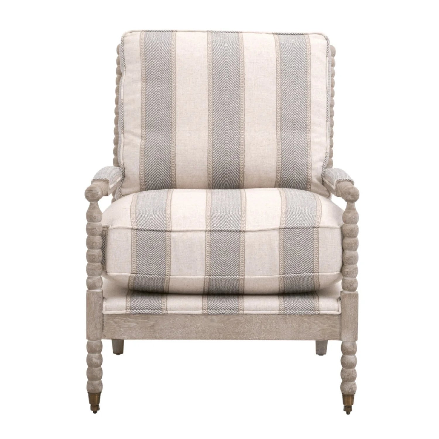 Luxury Gray Striped Fabric Accent Chair Modern Italian Style for Villa