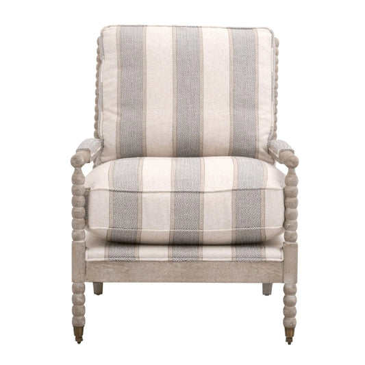 Luxury Gray Striped Fabric Accent Chair Modern Italian Style for Villa