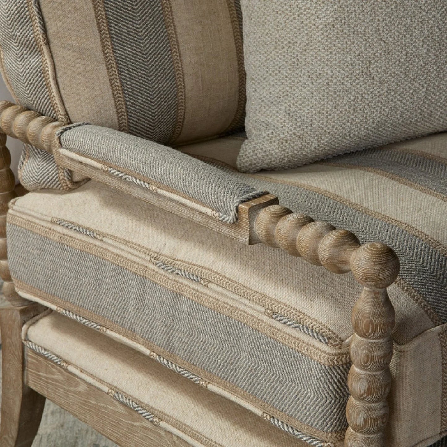 Luxury Gray Striped Fabric Accent Chair Modern Italian Style for Villa