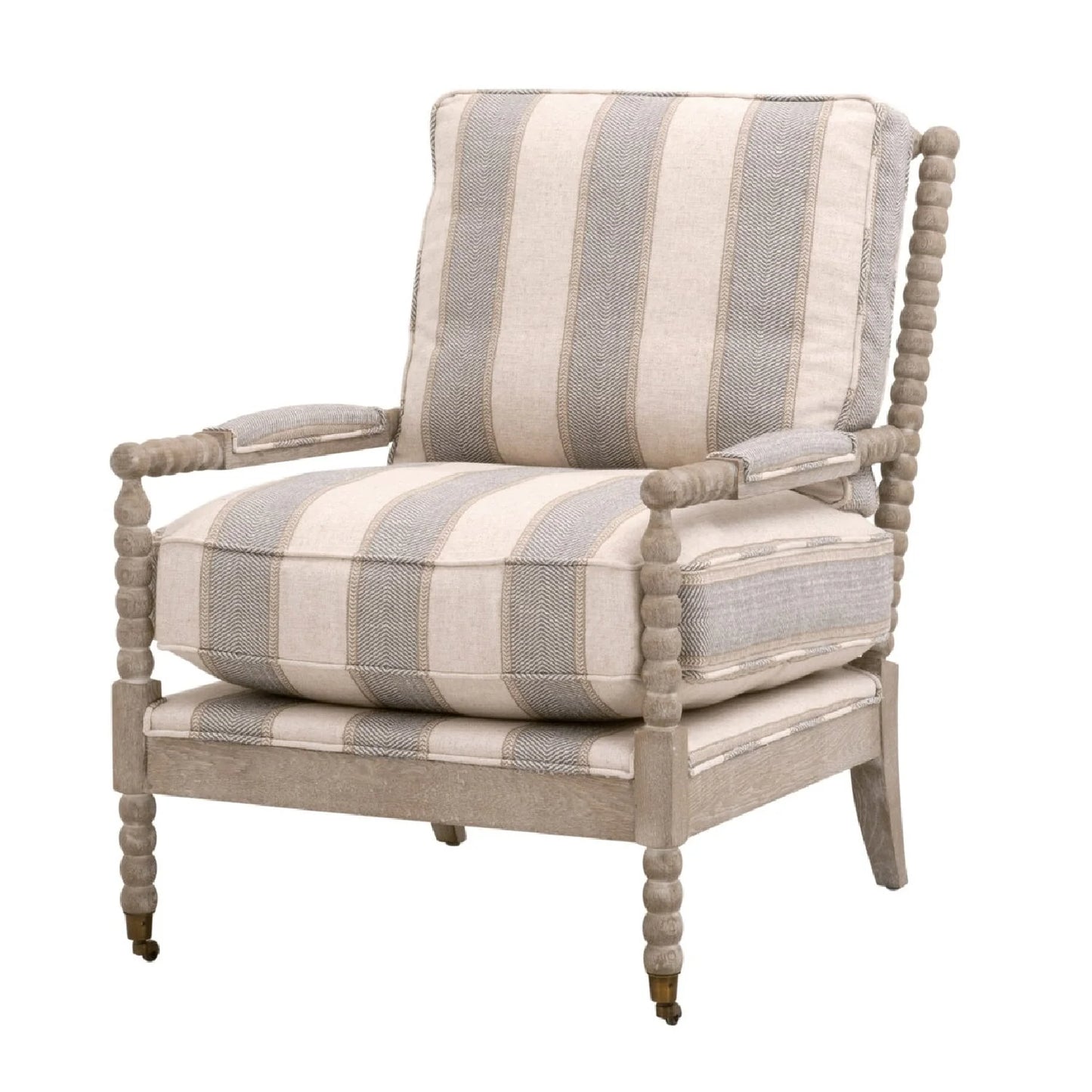 Luxury Gray Striped Fabric Accent Chair Modern Italian Style for Villa
