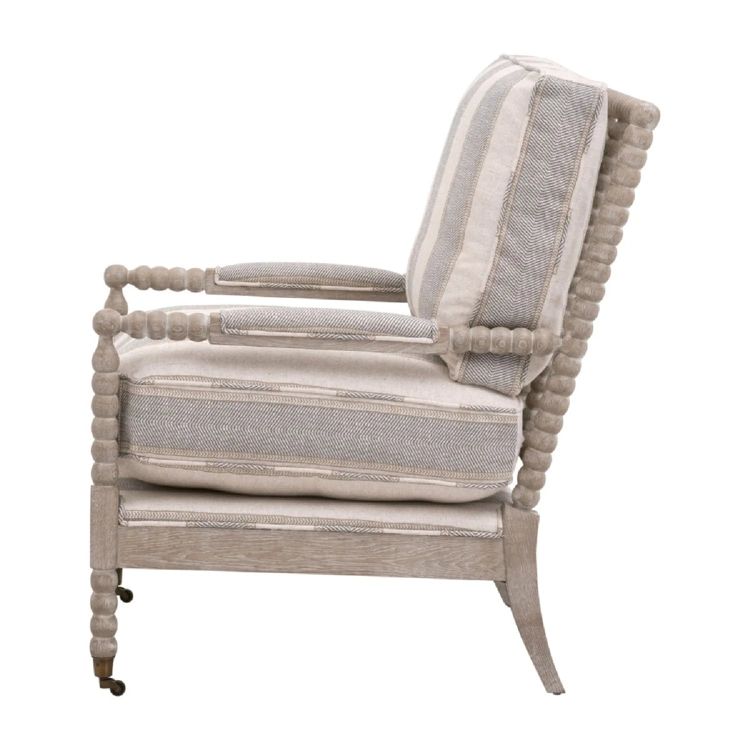 Luxury Gray Striped Fabric Accent Chair Modern Italian Style for Villa
