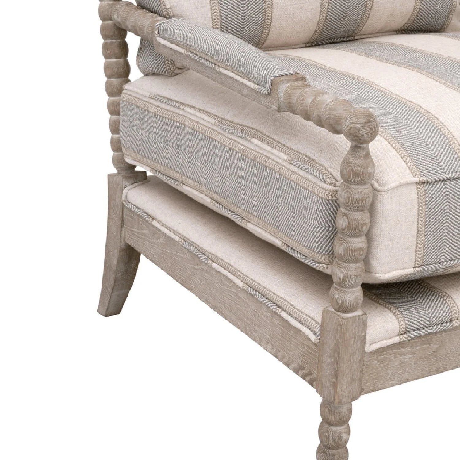 Luxury Gray Striped Fabric Accent Chair Modern Italian Style for Villa