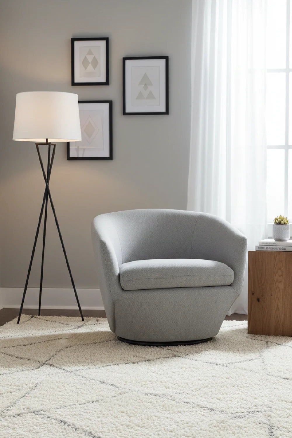 Luxury Gray Swivel Accent Chair Modern Italian Style for Villa