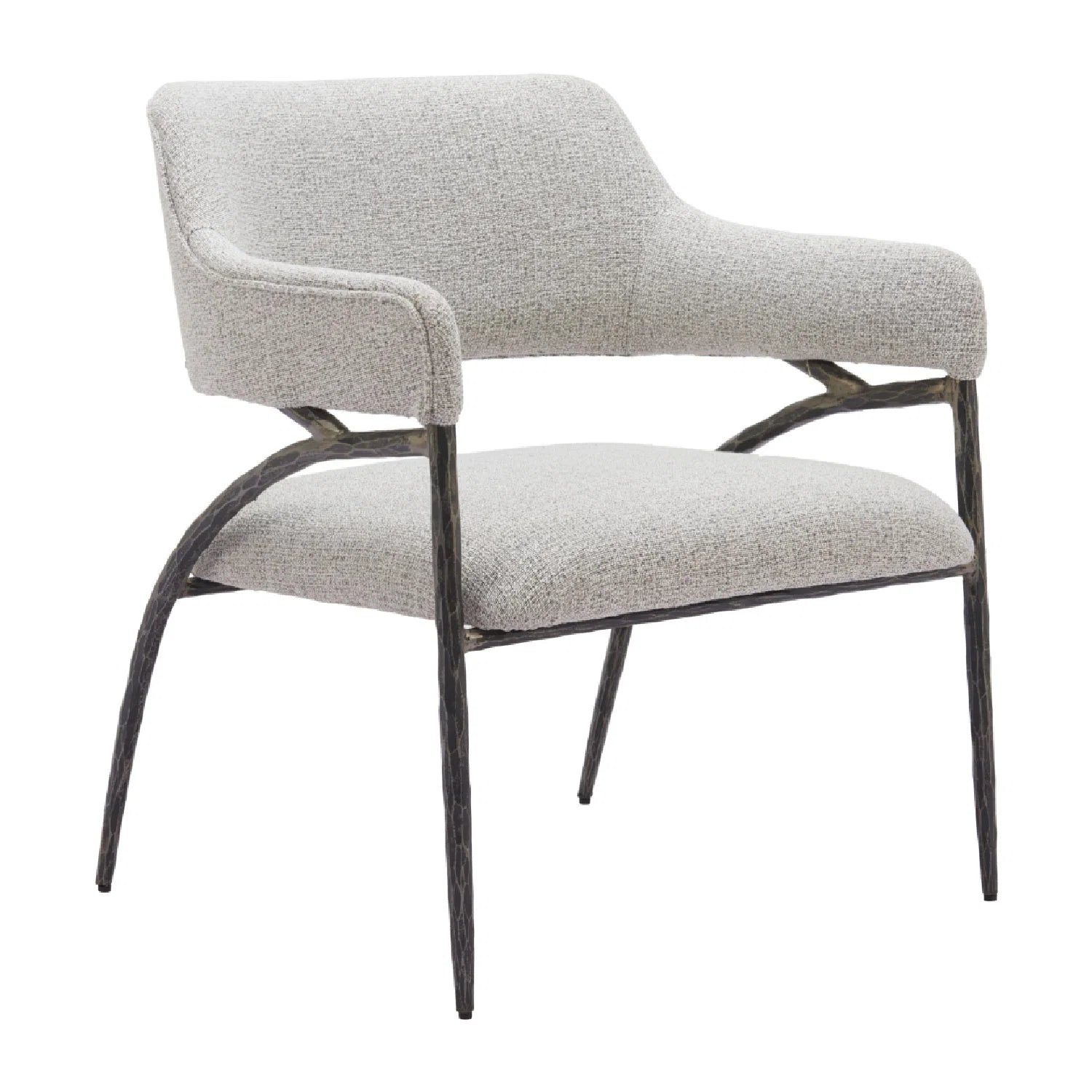 Luxury Gray Textured Fabric Accent Chair Modern Italian Style for Villa