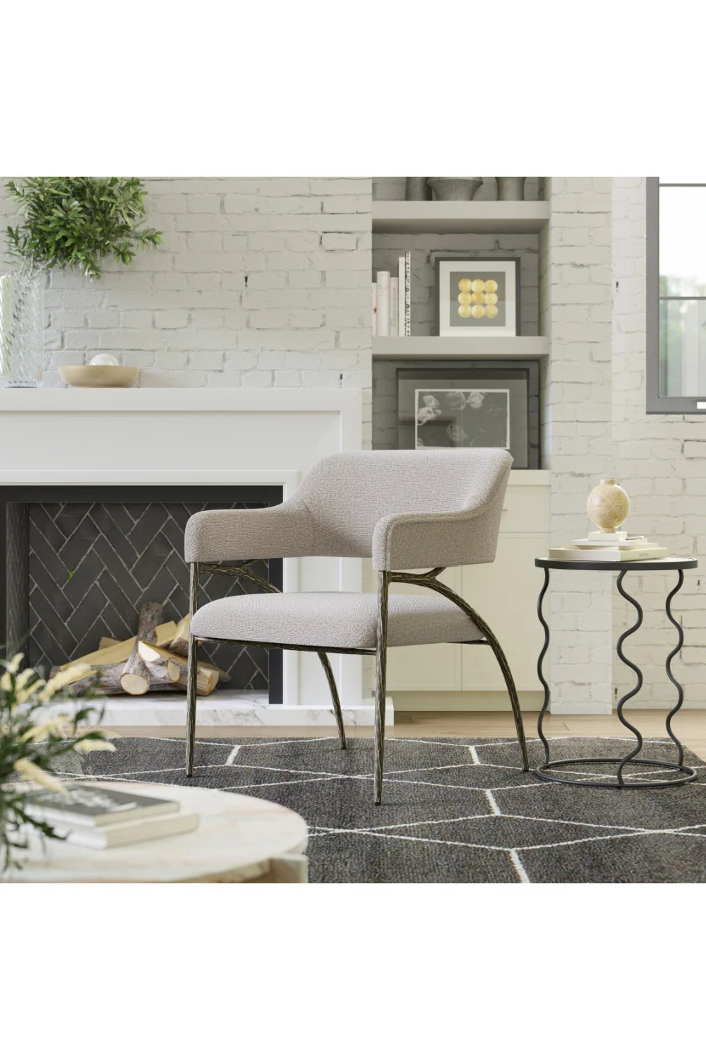Luxury Gray Textured Fabric Accent Chair Modern Italian Style for Villa