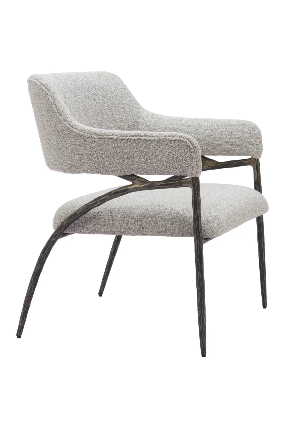 Luxury Gray Textured Fabric Accent Chair Modern Italian Style for Villa
