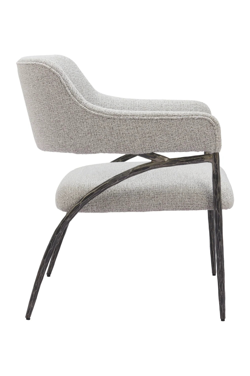 Luxury Gray Textured Fabric Accent Chair Modern Italian Style for Villa