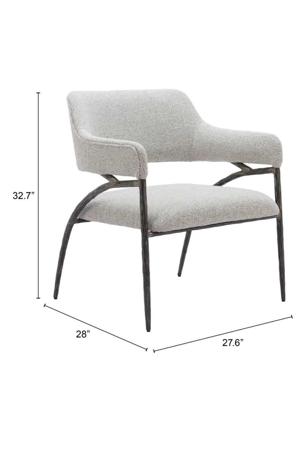 Luxury Gray Textured Fabric Accent Chair Modern Italian Style for Villa