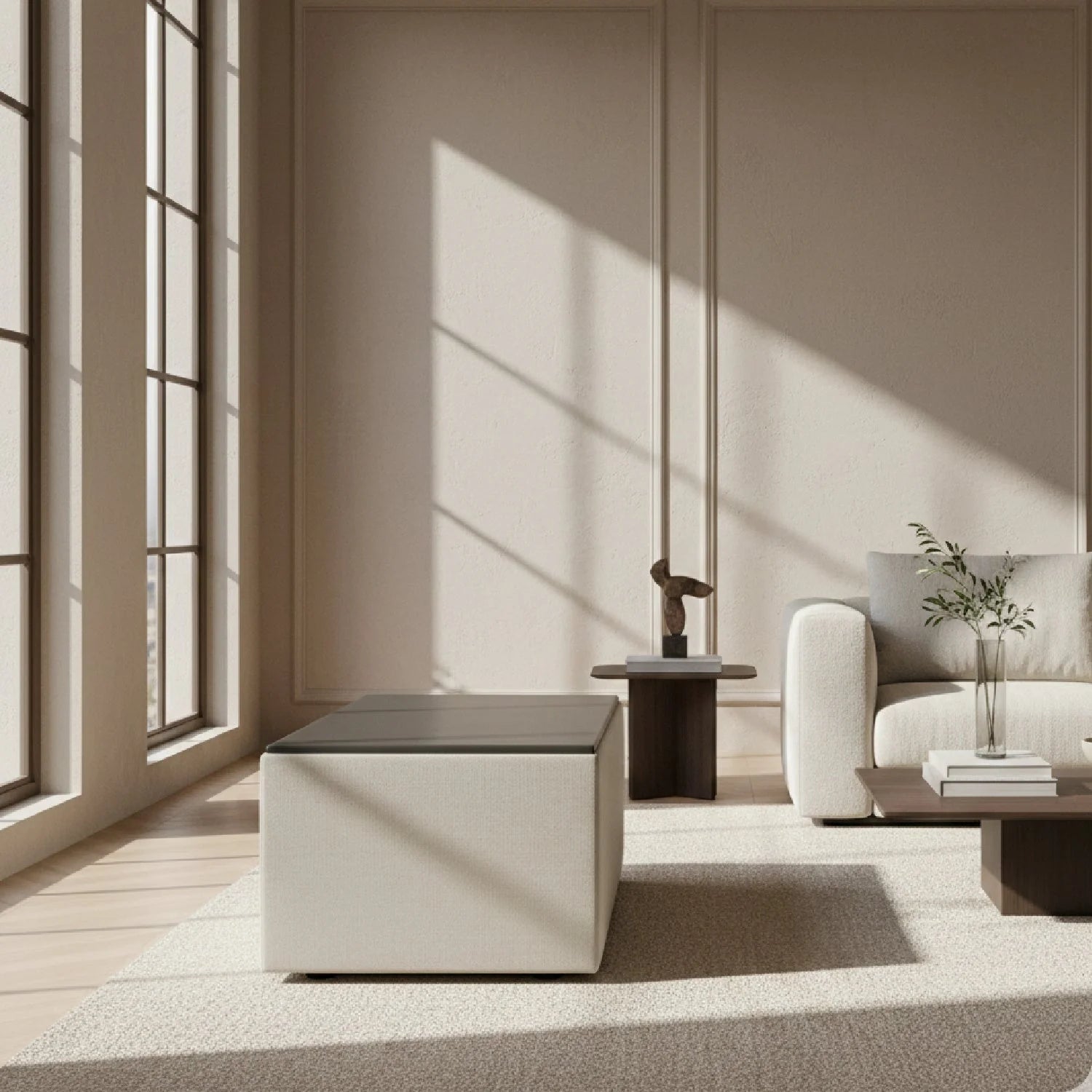 Luxury Gray Upholstered Console Table Modern Italian Style for Villa
