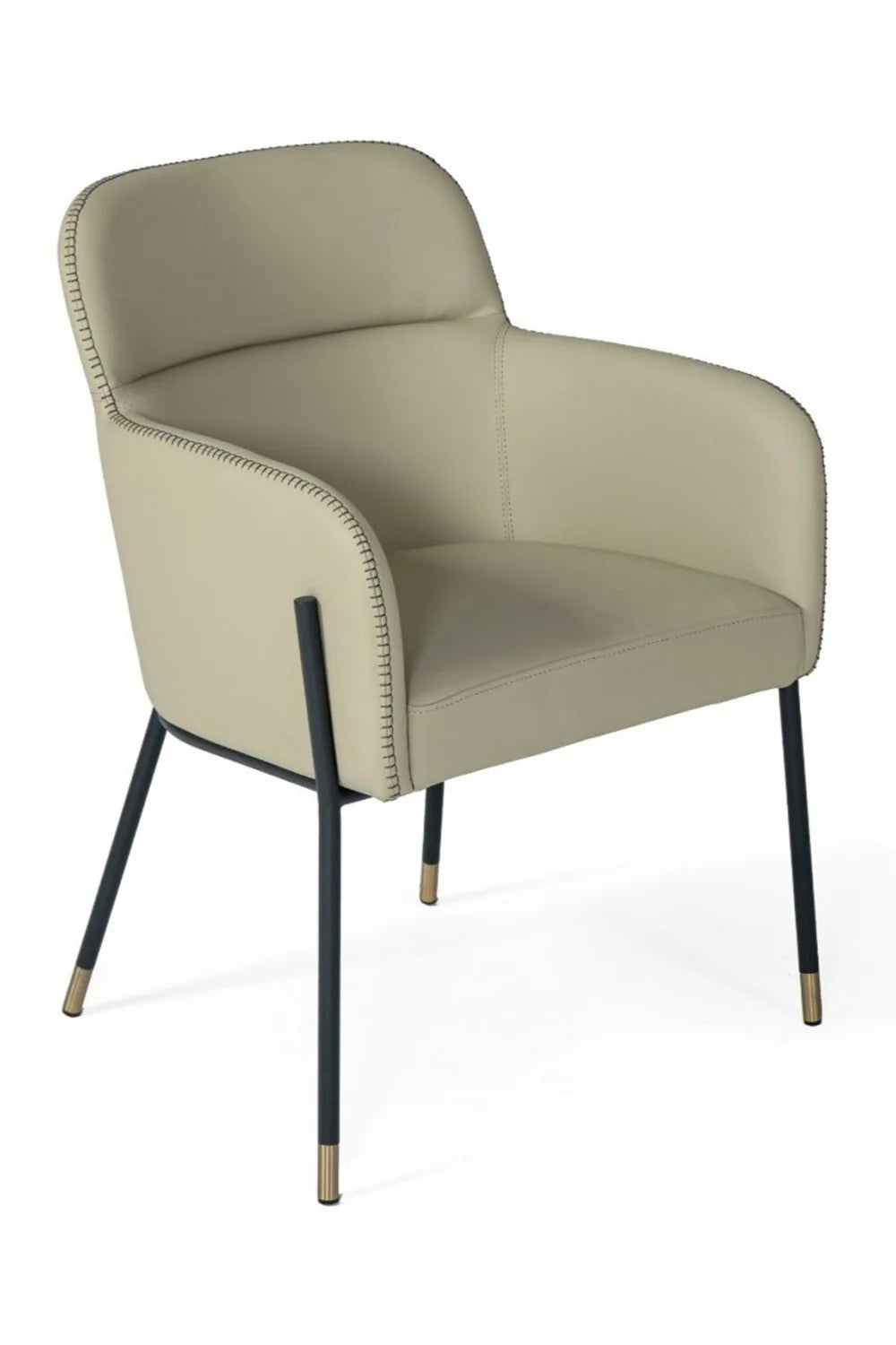 Luxury Gray Vegan Leather Dining Armchair European Style for Villa