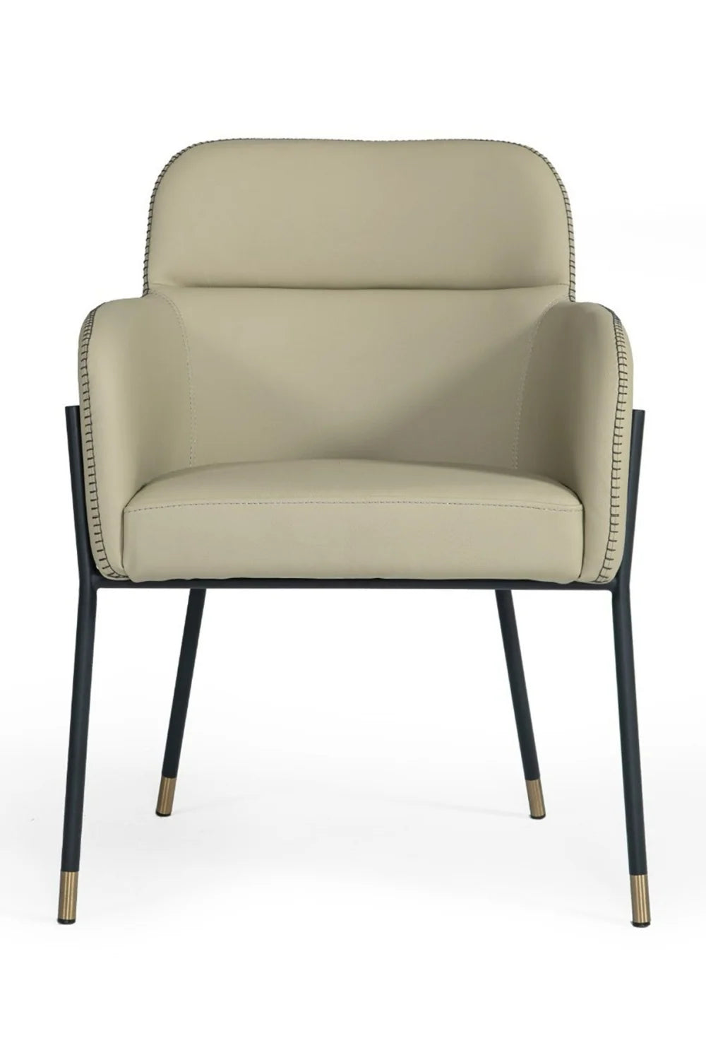 Luxury Gray Vegan Leather Dining Armchair European Style for Villa