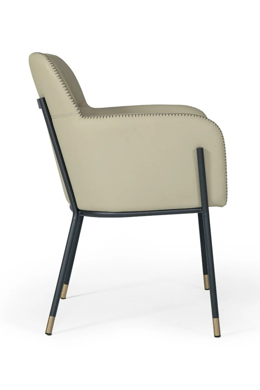 Luxury Gray Vegan Leather Dining Armchair European Style for Villa