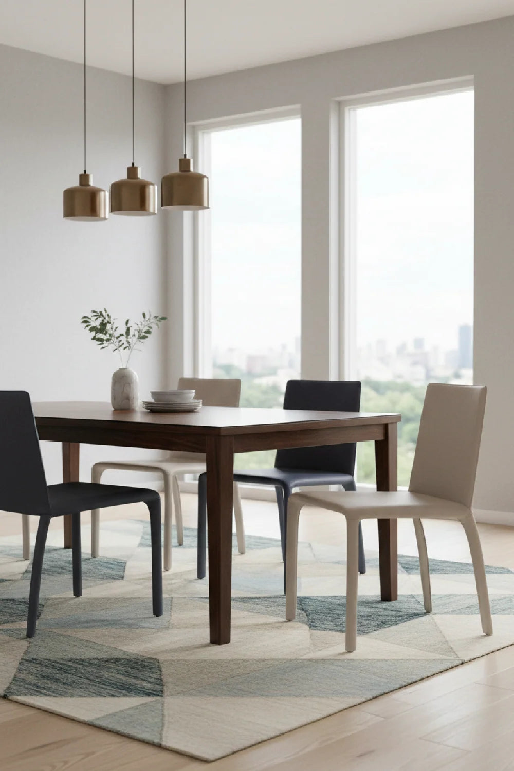 Luxury Gray Vegan Modern Dining Chair European Style for Villa