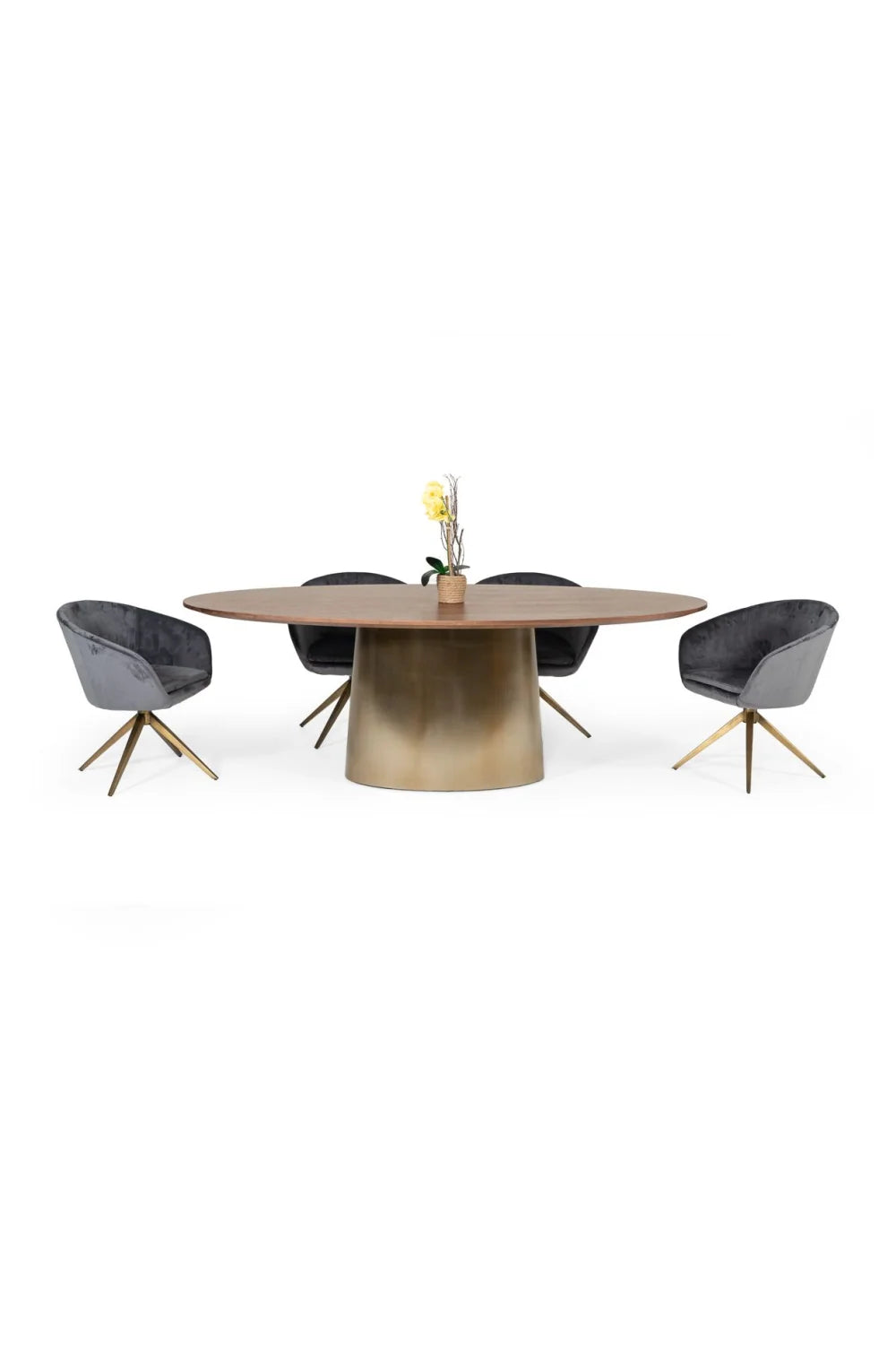 Luxury Gray Velvet Curved Modern Dining Chair European Style for Villa