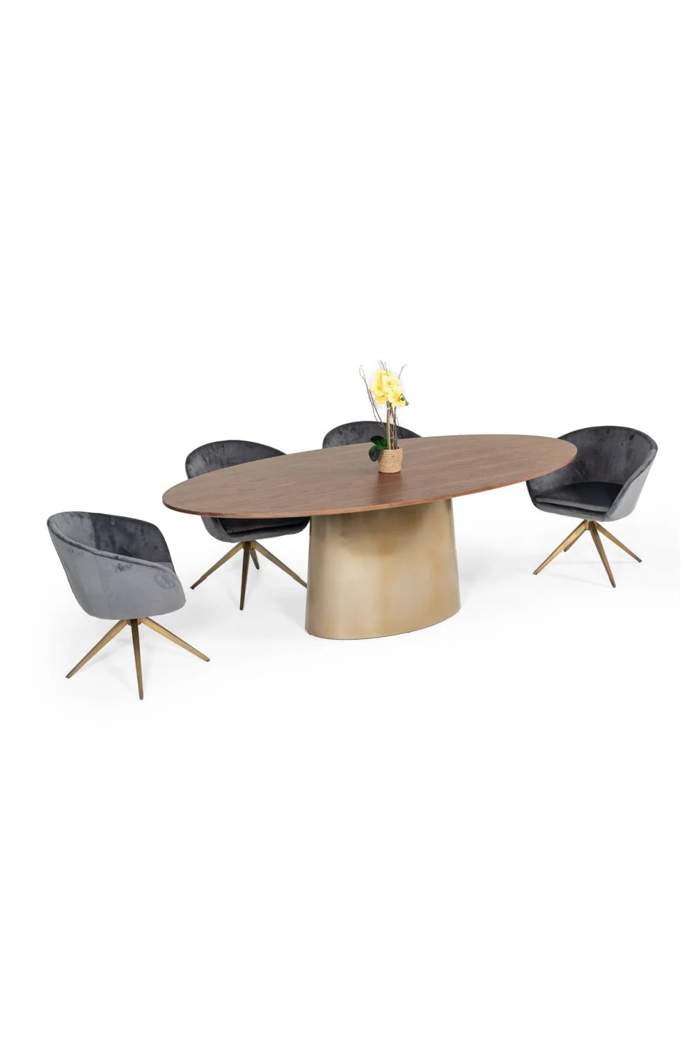 Luxury Gray Velvet Curved Modern Dining Chair European Style for Villa