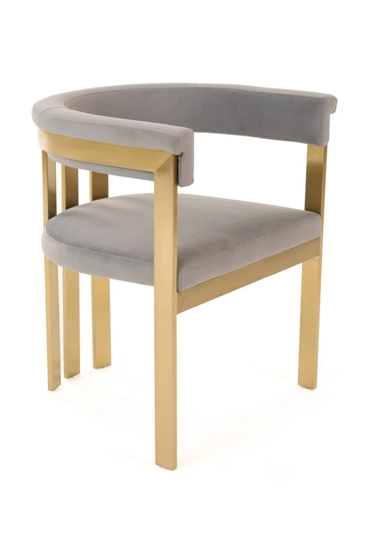Luxury Gray Velvet Dining Chairs European Style for Villa