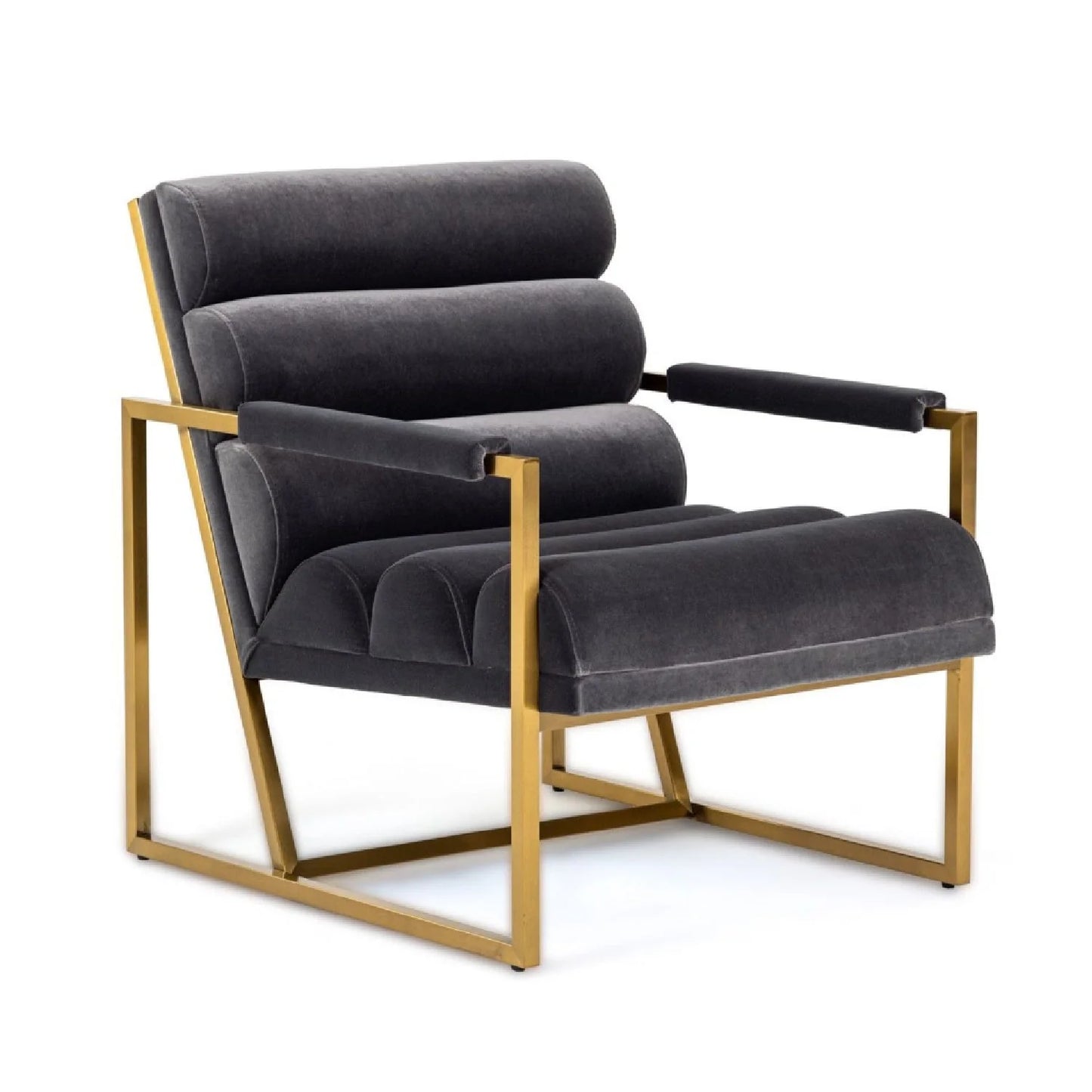 Luxury Gray Velvet Lounge Chair Modern Italian Style for Villa