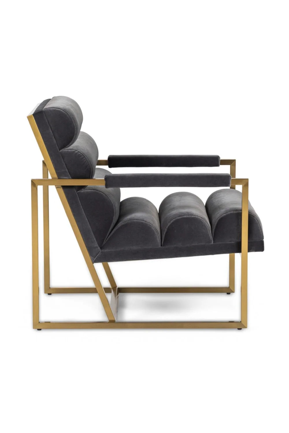 Luxury Gray Velvet Lounge Chair Modern Italian Style for Villa