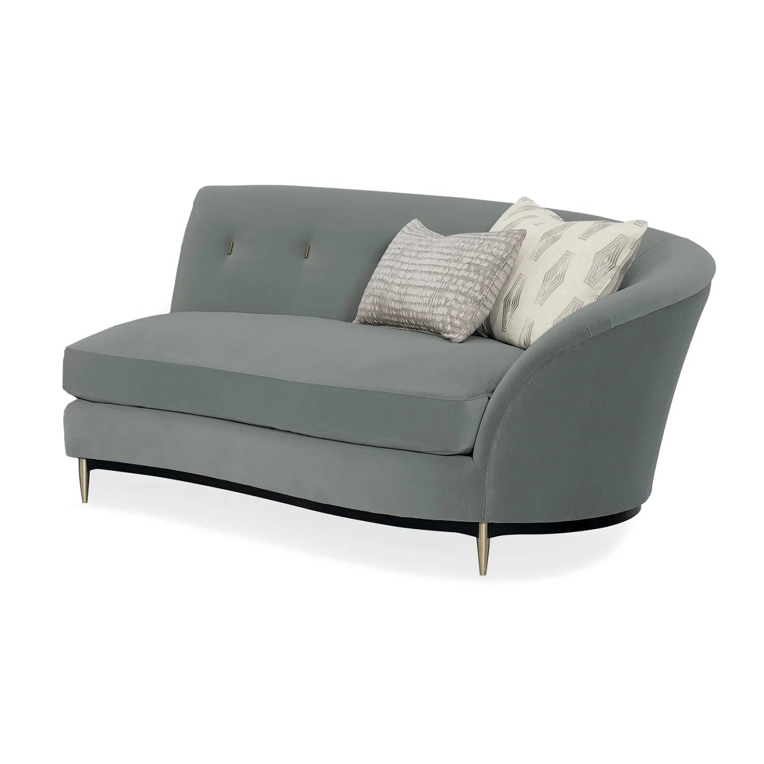 Luxury Gray Velvet Right-Armed Loveseat Modern Italian Style for Villa