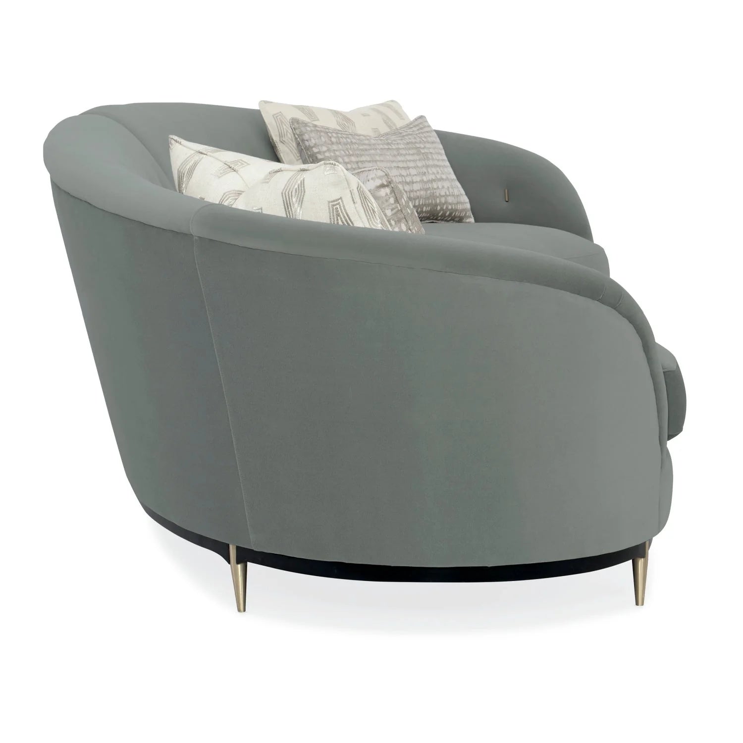 Luxury Gray Velvet Right-Armed Loveseat Modern Italian Style for Villa