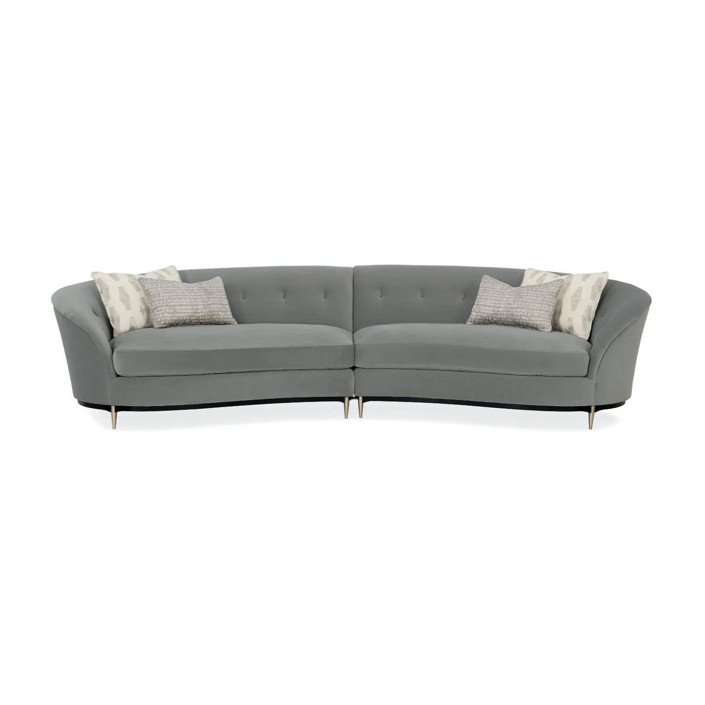 Luxury Gray Velvet Right-Armed Loveseat Modern Italian Style for Villa
