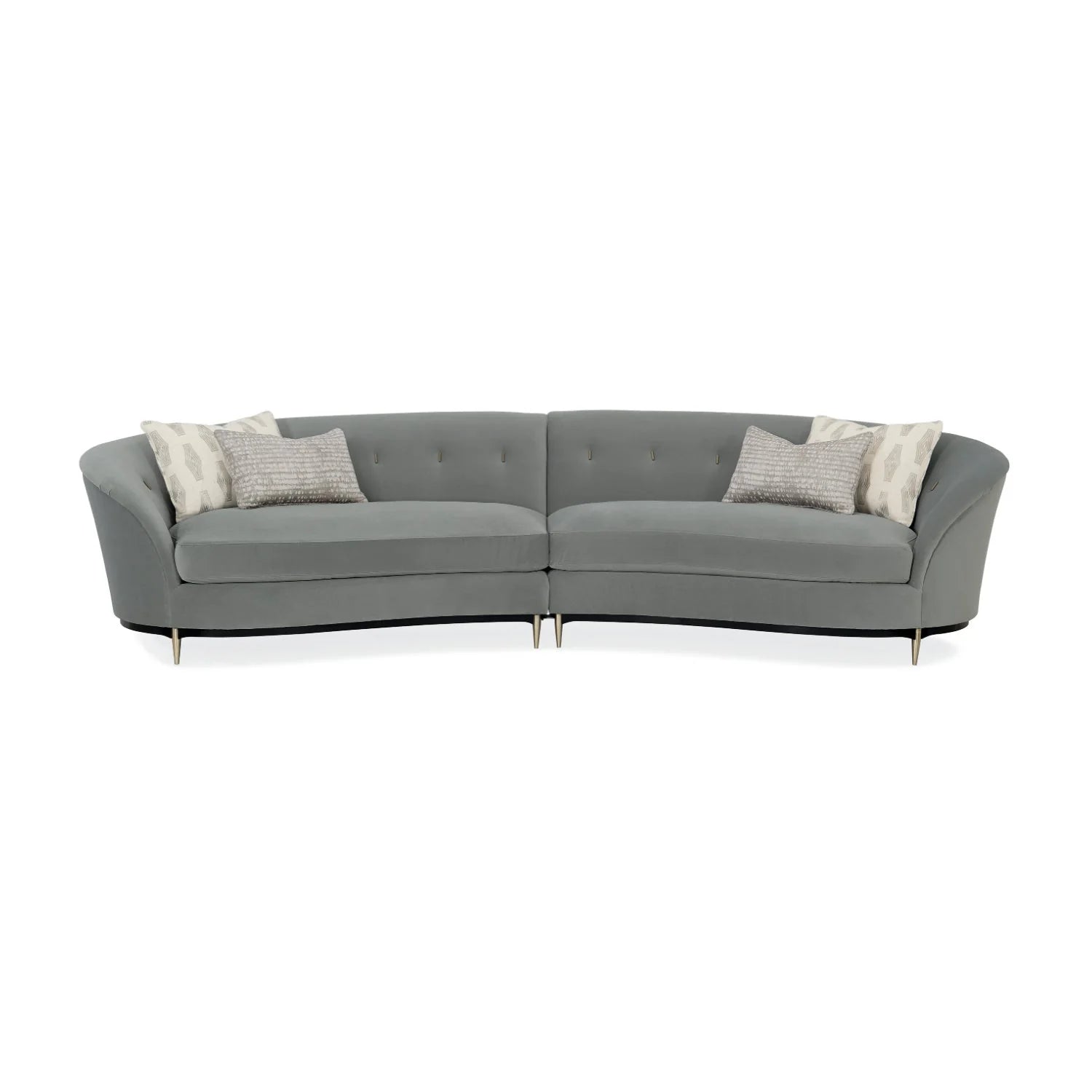 Luxury Gray Velvet Right-Armed Loveseat Modern Italian Style for Villa