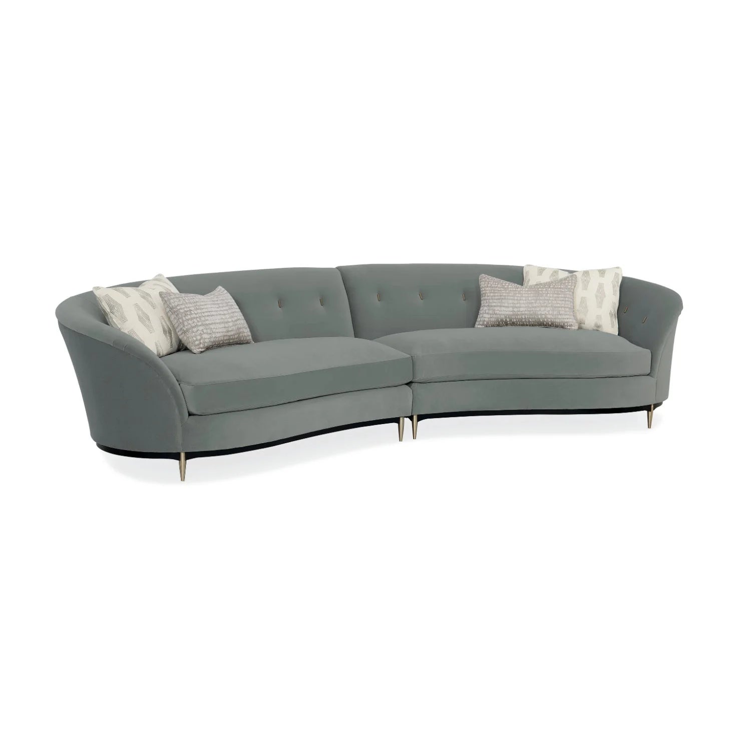 Luxury Gray Velvet Right-Armed Loveseat Modern Italian Style for Villa