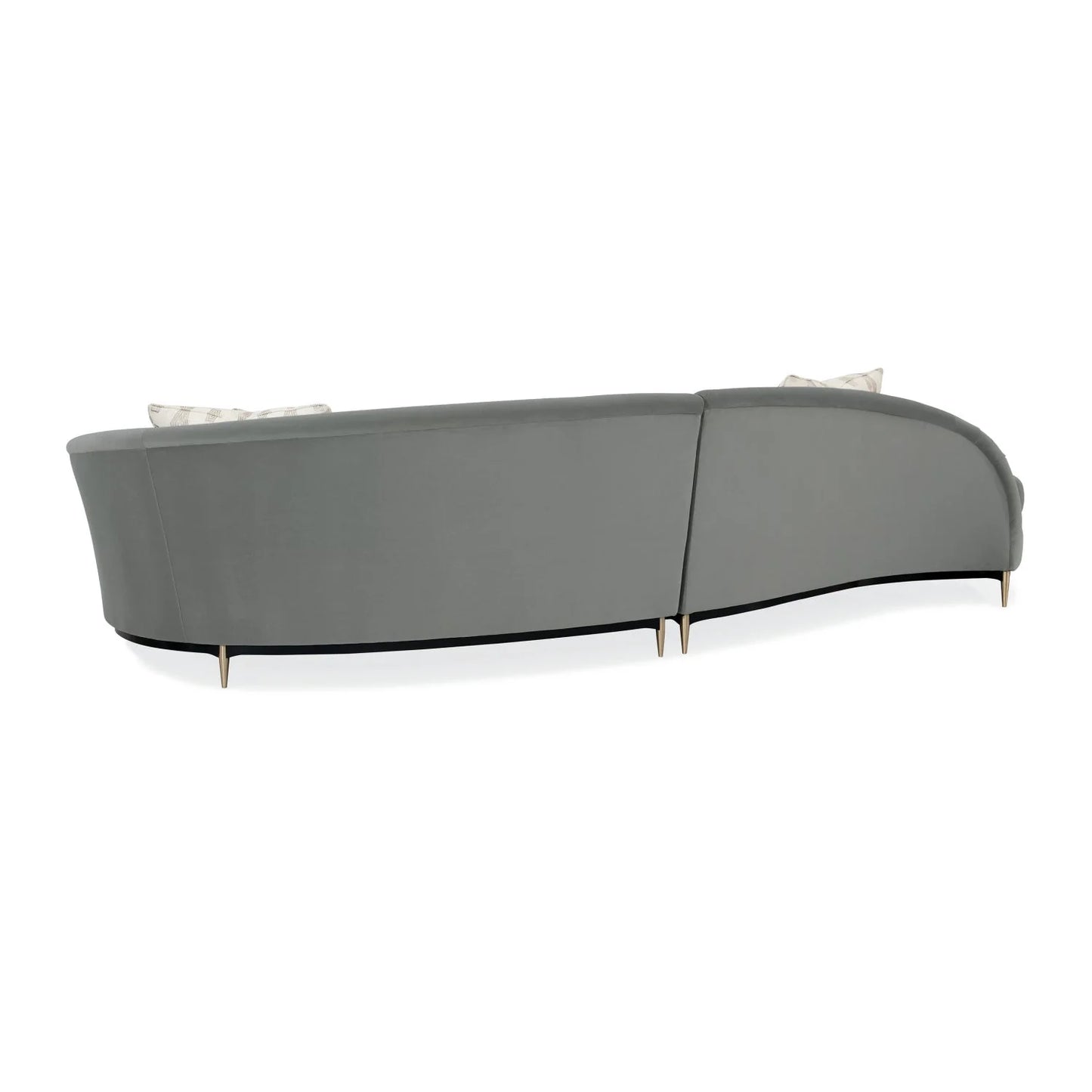 Luxury Gray Velvet Right-Armed Loveseat Modern Italian Style for Villa