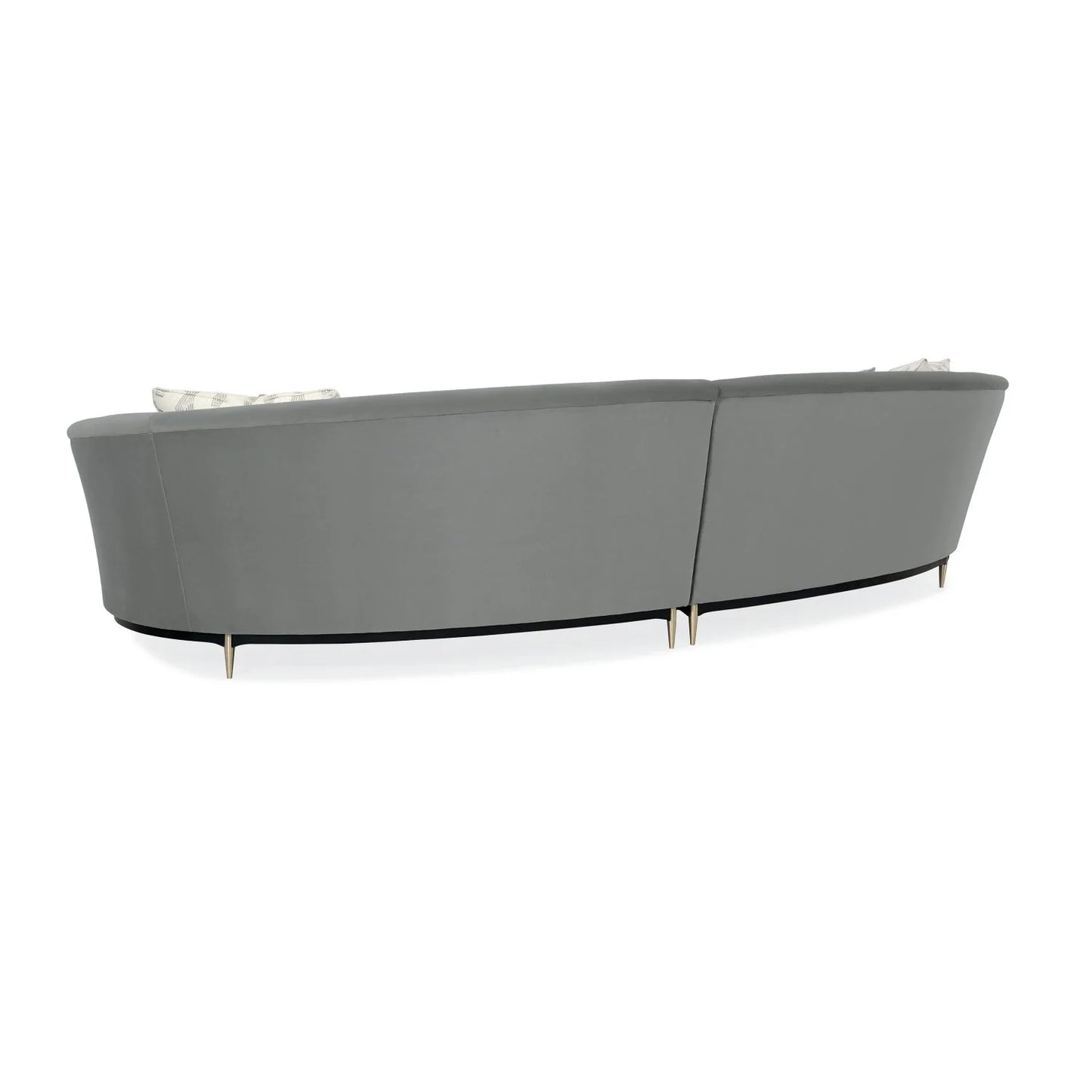 Luxury Gray Velvet Right-Armed Loveseat Modern Italian Style for Villa