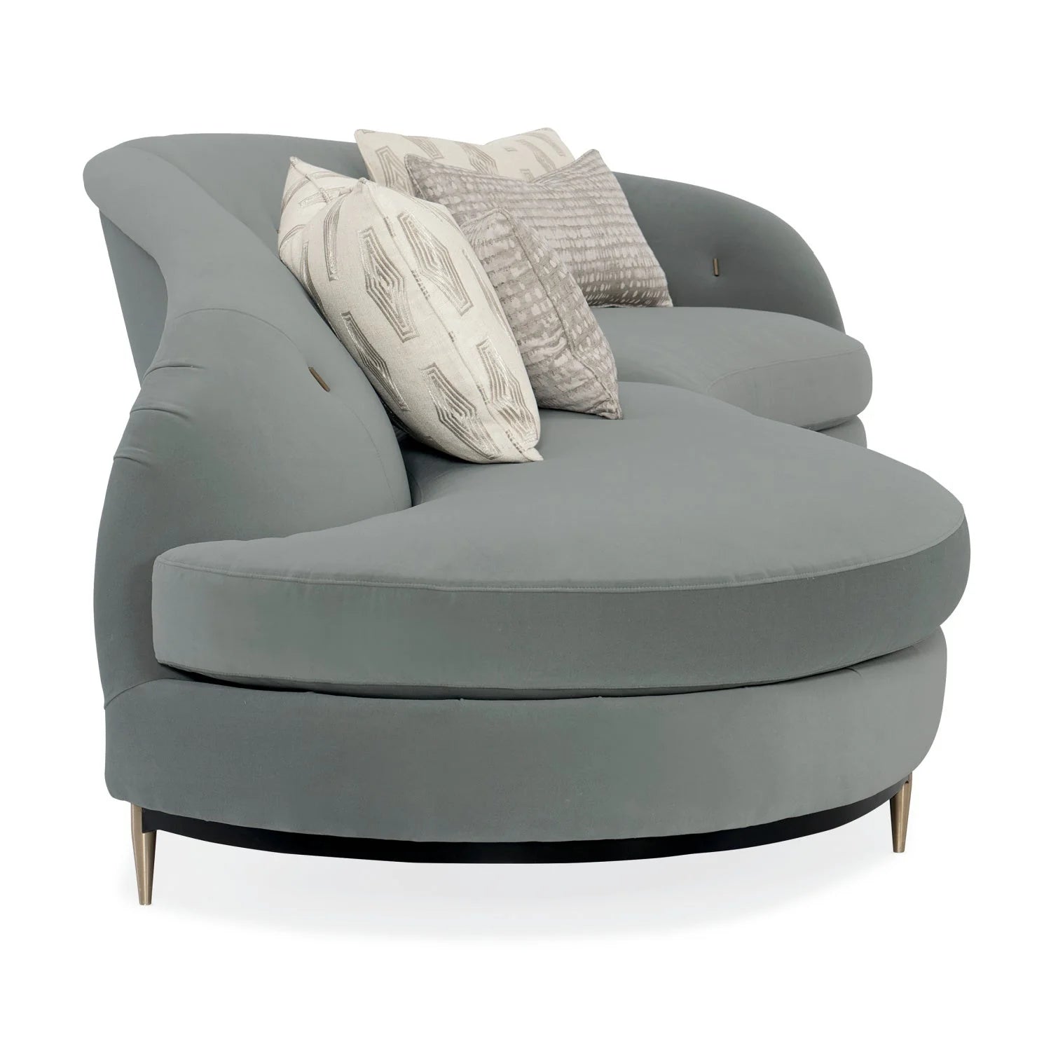 Luxury Gray Velvet Right-Armed Loveseat Modern Italian Style for Villa